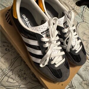 Adidas Gazelle Black, White, and Yellow Sneakers Olympic Black, Like New